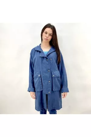 Grizas Women Hooded Coats - Navy Patch Pockets And Hood Coat