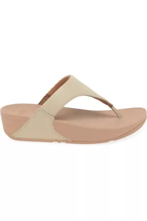 FitFlop Women Leather Sandals - Stone Beige Lulu Leather Toe Post Sandals