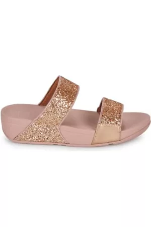 FitFlop Women Slide Sandals - Rose Gold Lulu Glitter Slide Sandals