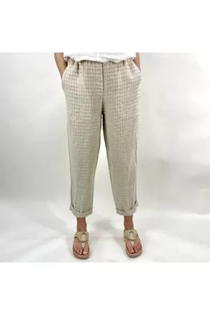 Grizas Women Jeans - Beige Jaquard Linen Trousers