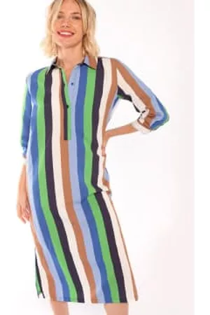 Vilagallo Women Shirt Dresses - Dress Long Menorca Stripe Shirt Style Blue