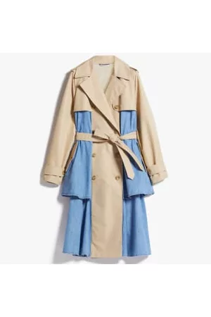 Max Mara Women Trench Coats - Silva Denim and Natural Trench Coat