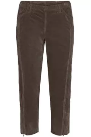 Laurie Women Jeans - 7 by 8 Chocolate Piper Regular Crop Cord Trousers with Ankle Zip