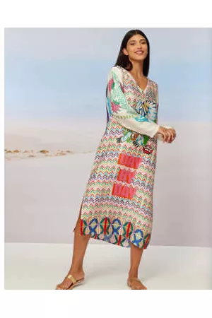 Me369 Women Printed & Patterned Dresses - Ava V Neck Printed Dress