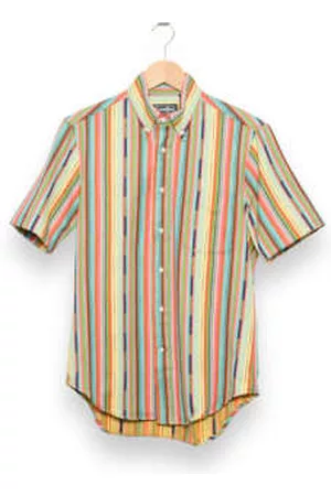 GITMAN Men Short sleeved Shirts - Vintage Button Down Shortsleeve Playa Handwoven Dobby Stripe