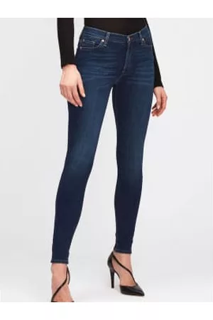 7 for all Mankind Women High Waisted Jeans - High Waist Illusion Luxe Starlight Slim Skinny Jeans