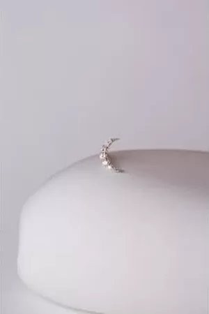 ZOE AND MORGAN Women Stud Earrings - White & Diamond Luna Moon Single Stud Earring