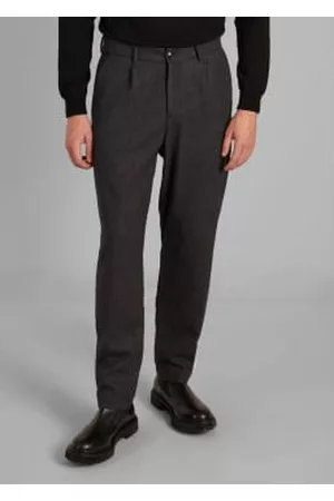 L'exception Paris Men Twill Pants - Pleated Cotton Twill Trousers