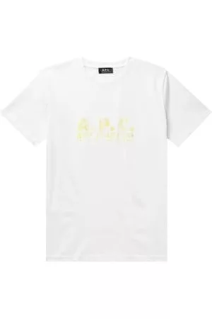 A.P.C. Men Short Sleeved T-Shirts - Mens Tee with Printed Bobby Address Logo