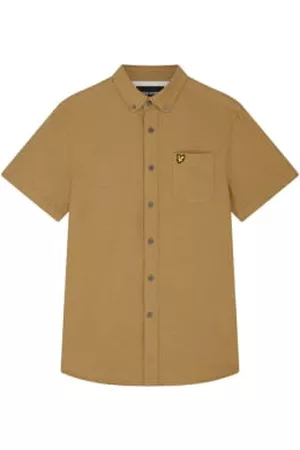 Lyle & Scott Men Short sleeved Shirts - Seaweed Cotton Slub Short Sleeved Shirt