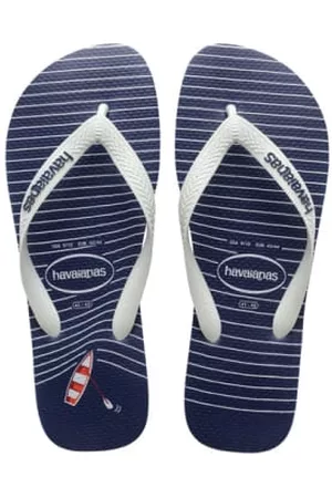 Havaianas Men Flip Flops - Navy and White Nautical Top Flip Flops