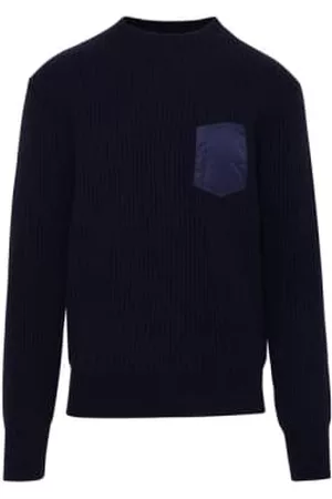 Maison Margiela Men Sweaters - Mens Wool Sweater Navy