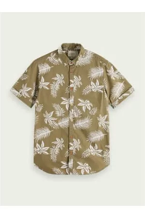 Scotch&Soda Men Short sleeved Shirts - Khaki Leaf Short Sleev Shirt