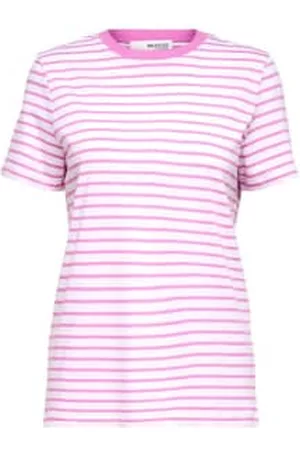 SELECTED Women T-Shirts - Stripe Tee Cyclamen
