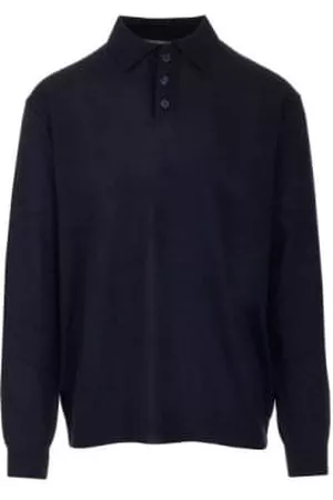 Maison Margiela Men Sweaters - Mens Elbow Patched Long Sleeves Jumper Navy