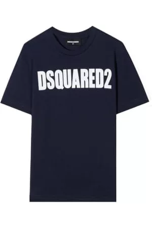 Dsquared2 Boys T-Shirts - Dsquared2 Boys Logo Print Cotton T-shirt Navy