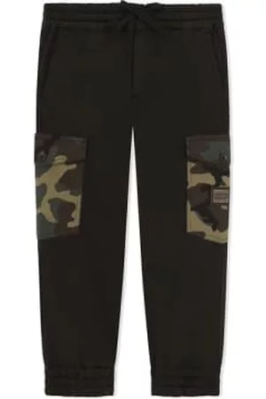 Dolce & Gabbana Men Sweatpants with Pockets - Dolce & Gabbana Boys Cargo Print Pocket Track Trousers