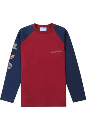 Lanvin Boys Long Sleeved T-Shirts - Lanvin Boys Badge Long Sleeve T-shirt Burgundy