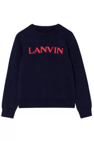Lanvin Boys Sweatshirts - Lanvin Boys Logo Knitwear Navy