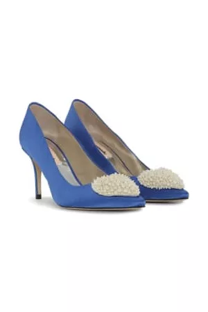 Custommade Women Sandals - Aljo Pearl Heart Royal Blue Sandals