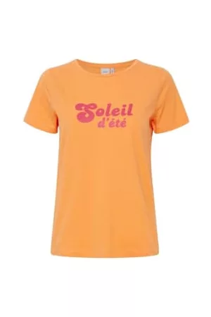 Ichi Women T-Shirts - Camino Soleli Slogan Tee Muskmelon