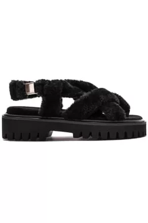 TRACEY NEULS Women Thong Sandals - ESCHER Bear | Faux Fur Thong Sandals