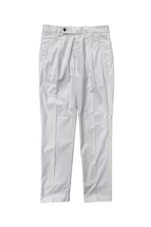 Fresh ! Men Pants - Cotton Lyocell One-pleat Chino Pants In Milk