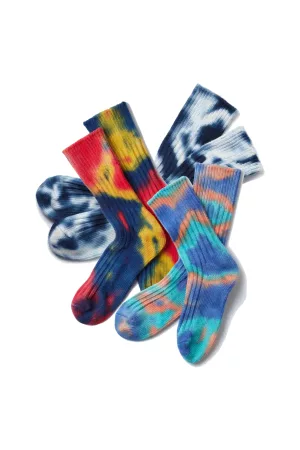 RoToTo Men Socks - | Chunky Ribbed Tie Dye Crew Socks | 3 Colour Ways