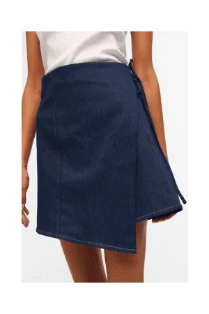 Object Women Denim Skirts - June Dark Denim Wrap Skirt
