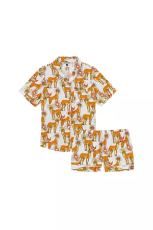 Trunk Boutique Women Pajamas - Women's Cotton Shortie Pyjamas Untamed Cheetah