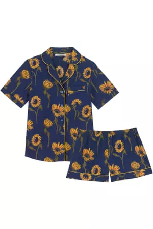 Trunk Boutique Women Pajamas - Women's Cotton Shorties Navy Sunflowers