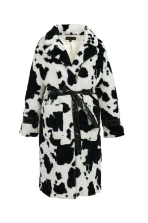 Brenda Muir Women Fur Coats - Freed Violet Faux Fur Coat In Black Cow