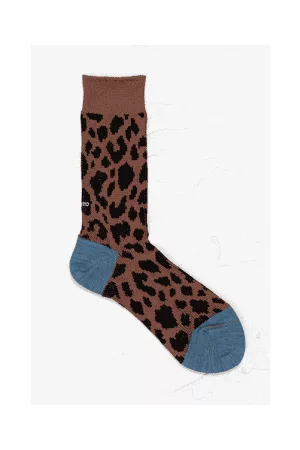 RoToTo Women Socks - Leopard Brown / Blue Socks