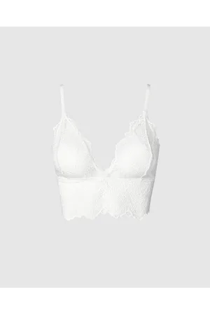 Bralette with Double Triangle Racerback in Sheer Abstract White