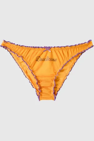 Understatement Mesh Ruffle Bikini Briefs Mustard/Electric Lilac