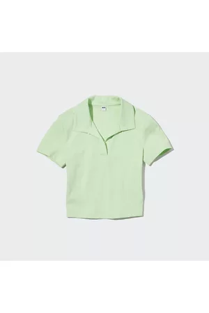 UNIQLO Women Polo T-Shirts - Cropped Skipper Short-Sleeve Polo Shirt
