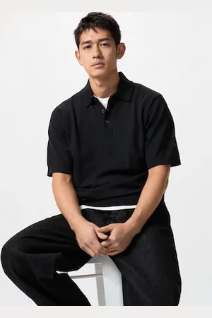 UNIQLO Washable Knitted Polo Sweater Short Sleeve Large