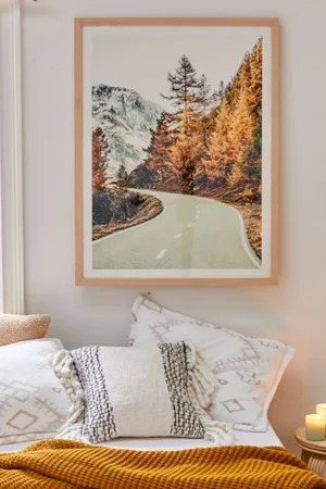 83 Oranges Snow And Gold Pine Art Print
