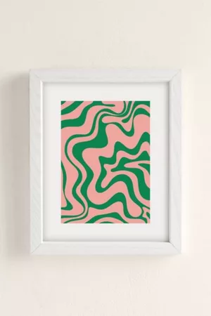Kierkegaard Design Studio Liquid Swirl Retro Pink and Bright Green Art Print
