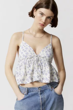 Urban Outfitters Uo Ciara Textured Babydoll Top In Blue,at in White