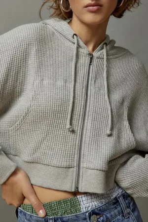BDG Blanket Stitch Hooded Zip-Through Cardigan