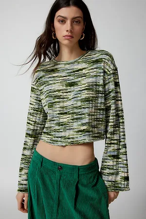 Urban Renewal Remade Cropped Lettuce Edge Short Sleeve Sweater