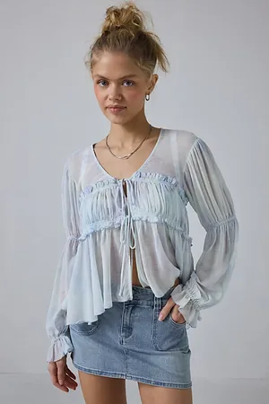 Kimchi Blue Amelia Sheer Tie-Front Blouse in , Women