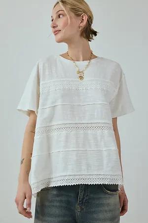 Kimchi Blue Stormi Lace-Trim Prairie Tee in , Women