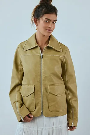 Kimchi Blue Jenna Embroidered Faux Leather Jacket in , Women