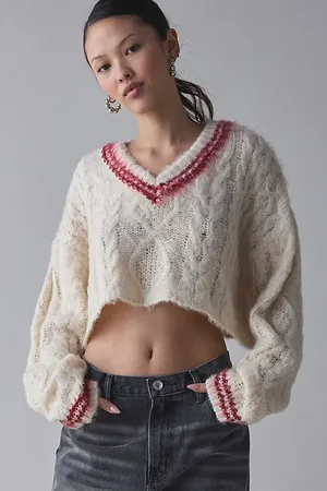 The Ragged Priest Load Cable Knit Cropped Sweater in , Women