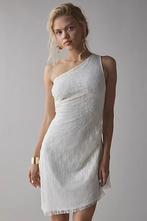 Urban Outfitters UO Michelle Lace Asymmetrical One-Shoulder Mini Dress in , Women