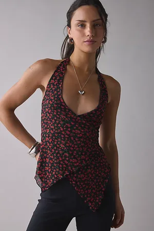 Kimchi Blue Josie Asymmetrical Wrap-Front Halter Top in , Women