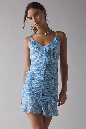 Kimchi Blue Bonnie Ruched Flutter-Trim Mini Dress in , Women