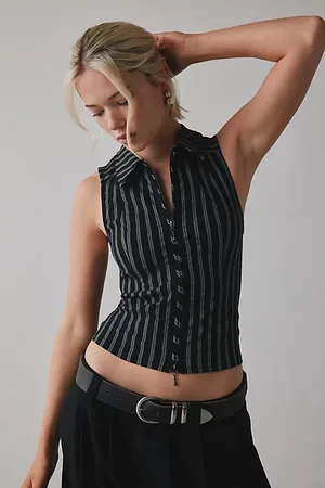 BDG Ledia Collared Zip-Front Vest Top Jacket in , Women